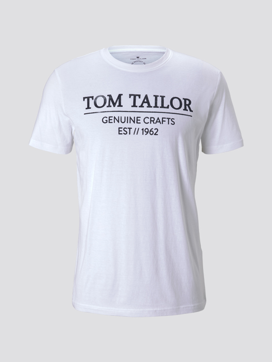 Tom Tailor pánské triko s logem 1021229/20000 Bílá XXXL