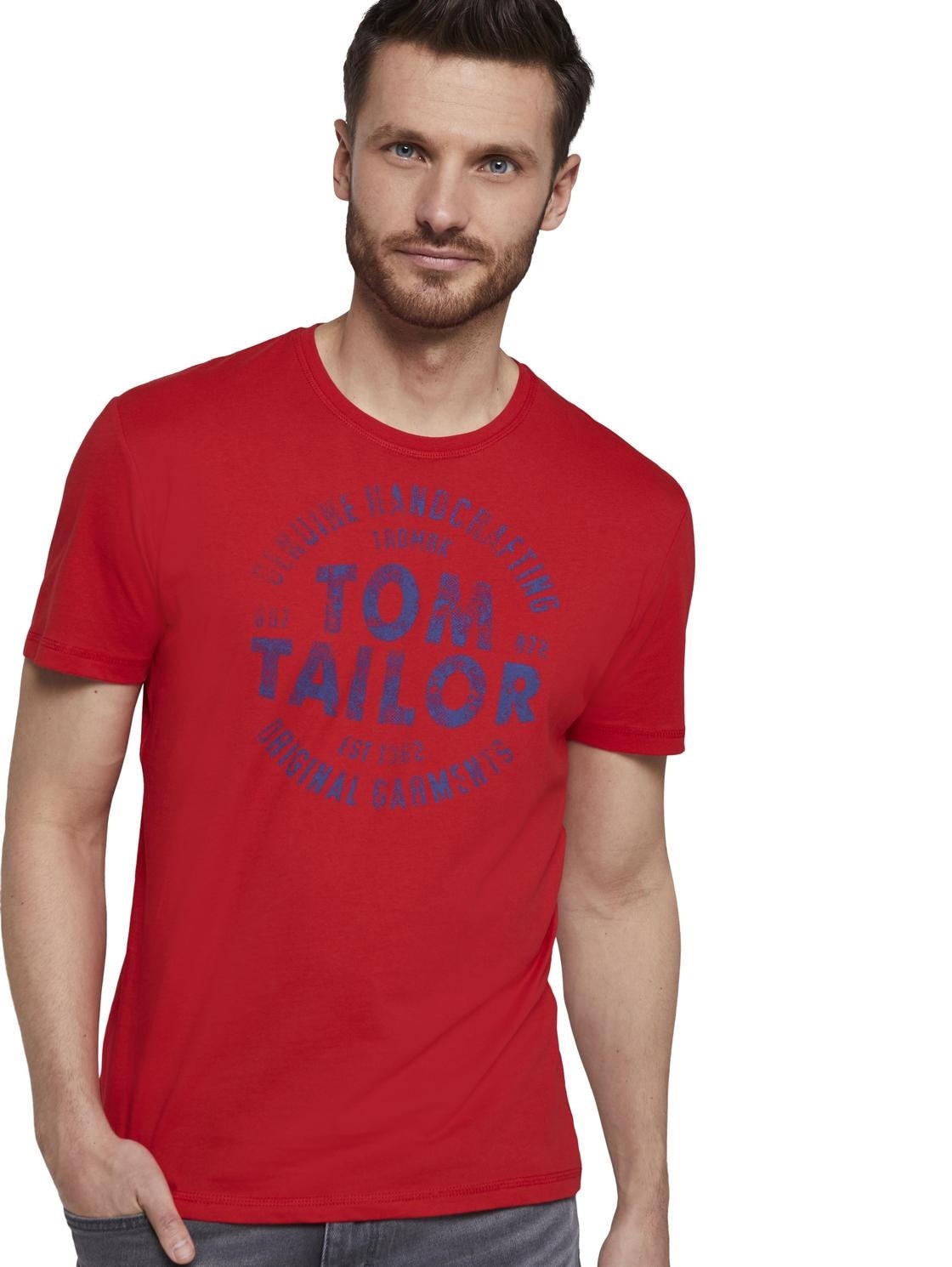 Tom Tailor pánské triko s nápisem 1021179/12880 Červená XXXL