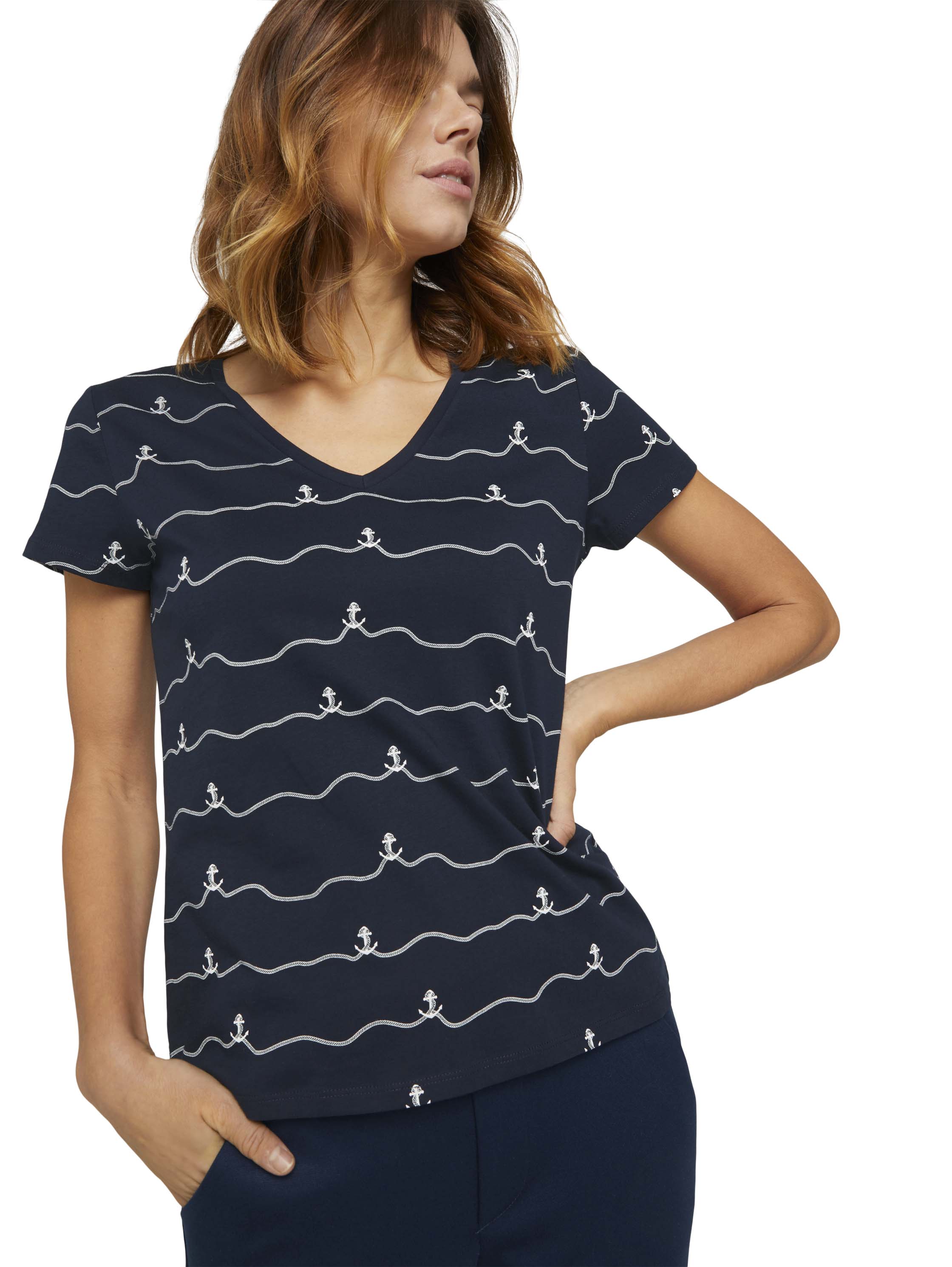TOM TAILOR Denim 1045446 T-Shirt, 37813-blue White Stripe, XS