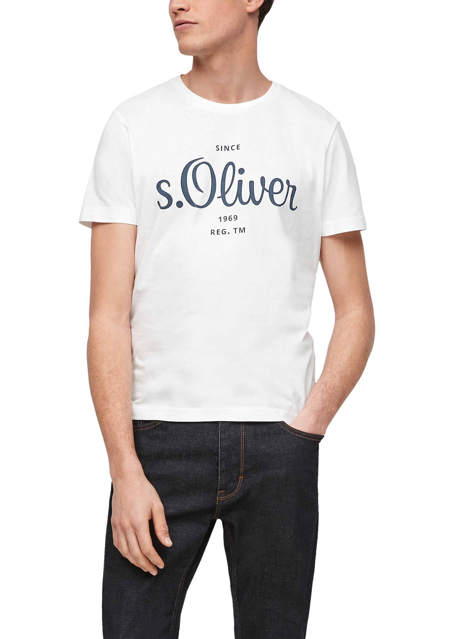 s.Oliver pánské triko s krátkým rukávem 03.899.32.6954/0100 Bílá XL