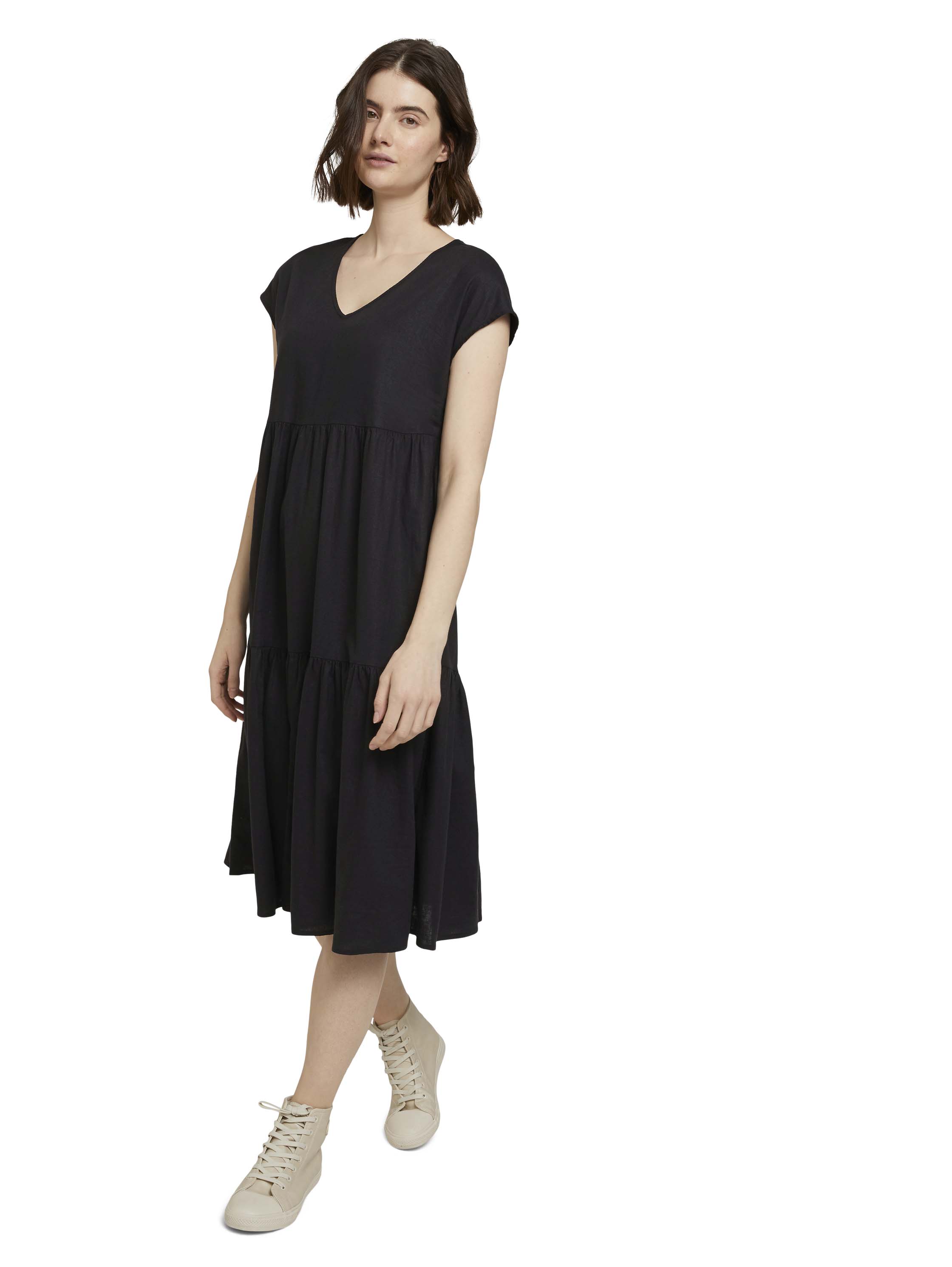 TOM TAILOR Denim Abito Maxi Donna Con Allacciatura Al Collo - Fluido, Senza Maniche, Lunghezza 128 Cm (Taglia M) - 2