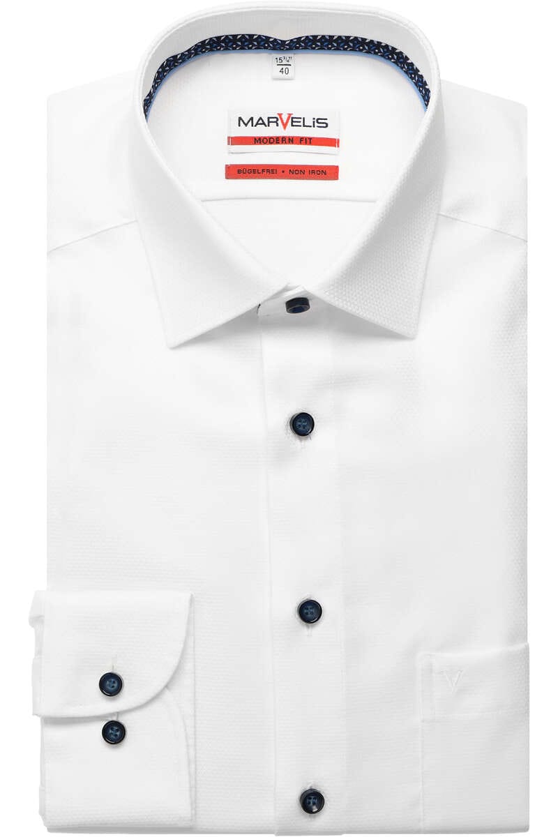 Marvelis Modern Fit společenská košile prodloužený rukáv 7244 00 69 Bílá 45