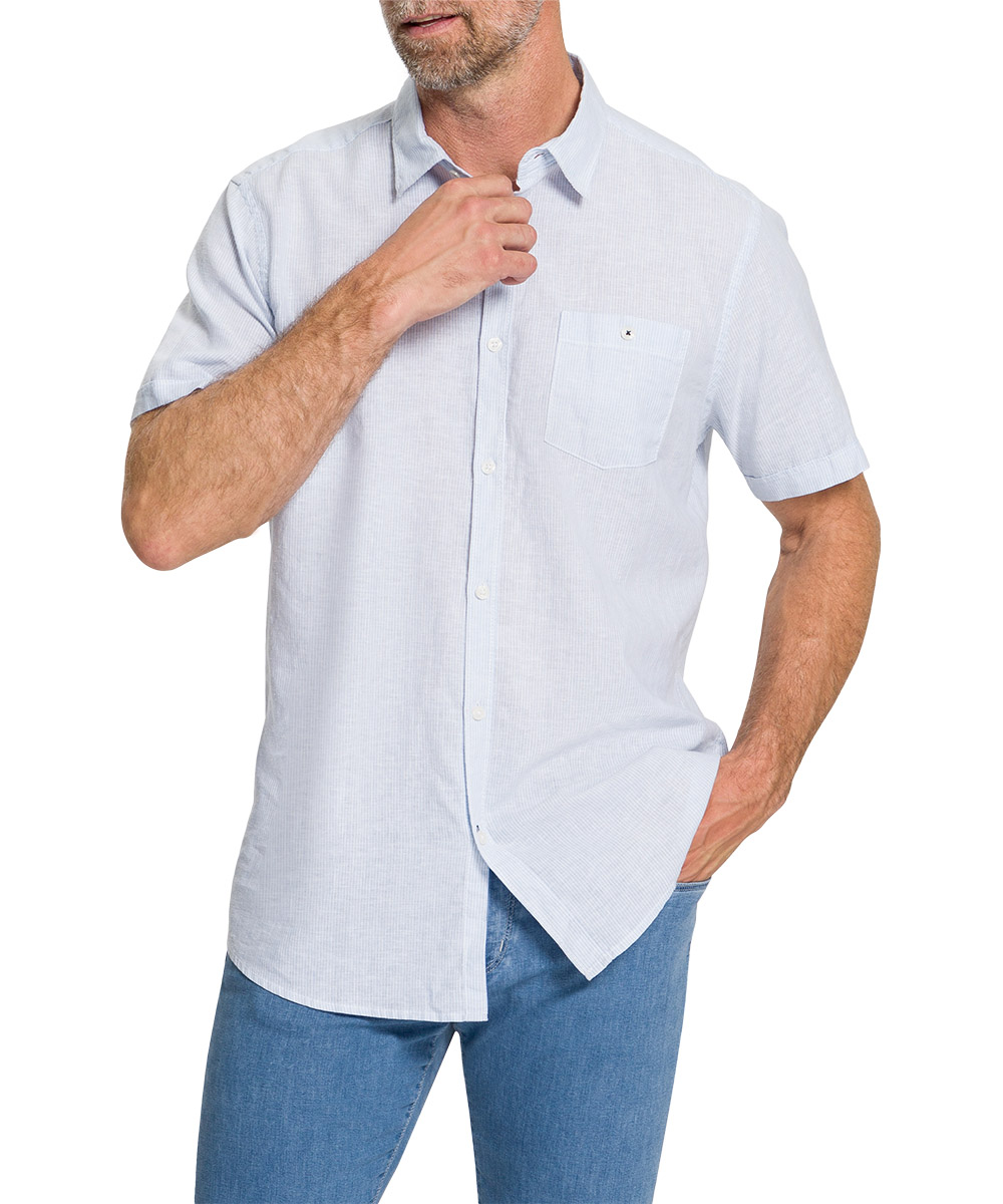 Pioneer pánská lněná košile s krátkým rukávem 40102.2000 6740 Modrá XXL
