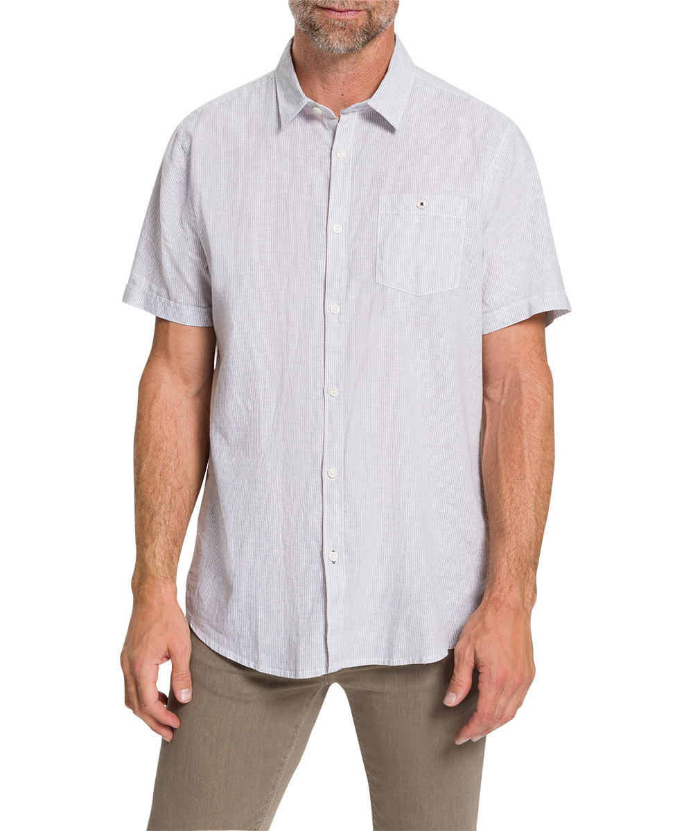 Pioneer pánská lněná košile s krátkým rukávem 40102.2000 9718 Šedá XXL