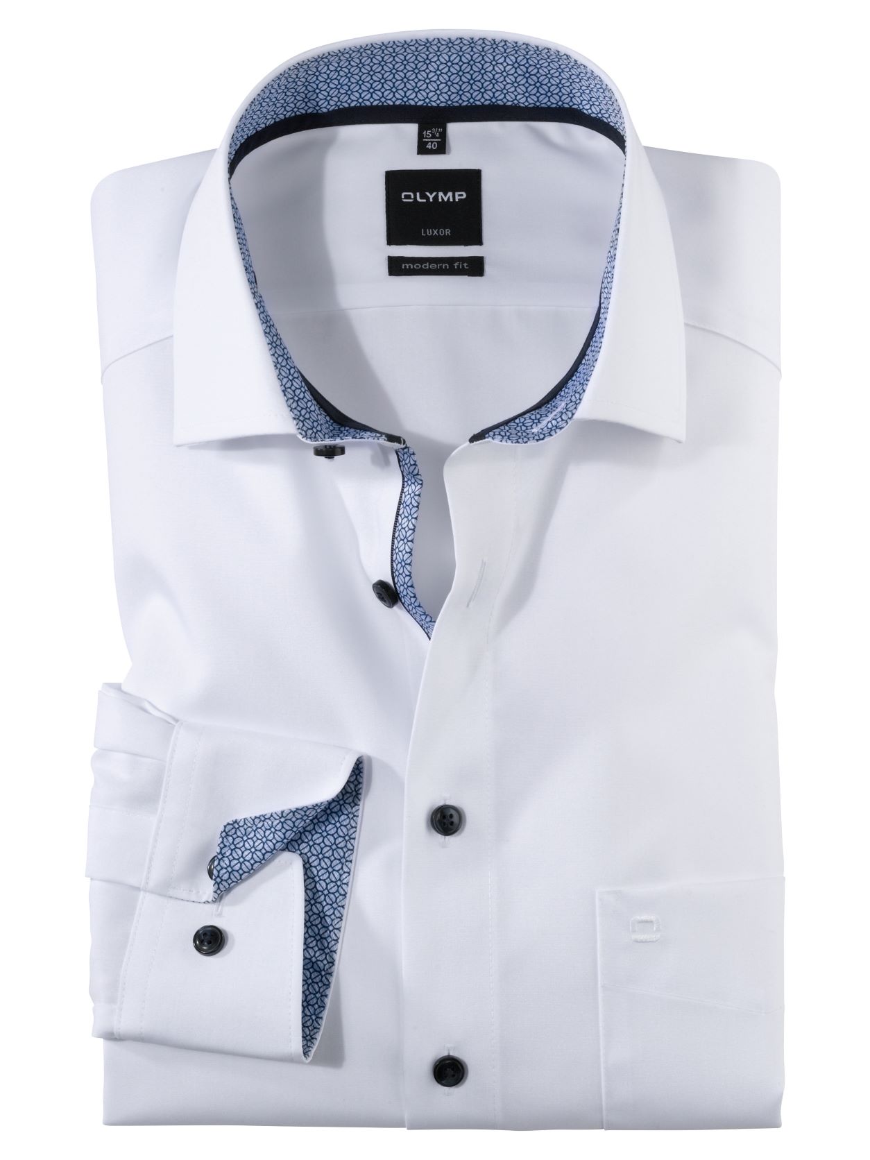 OLYMP Luxor Modern Fit společenská košile s prodlouženým rukávem 0743 69 00 Bílá 44