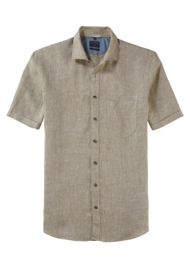 OLYMP Modern Fit pánská lněná košile s krátkým rukávem