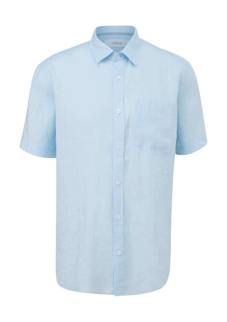 s.Oliver pánská lněná košile s krátkým rukávem 2131000 5070 Modrá XXXL