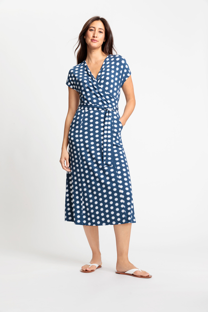 Olsen letní šaty s puntíkem 13001701 40185 Modrá 36
