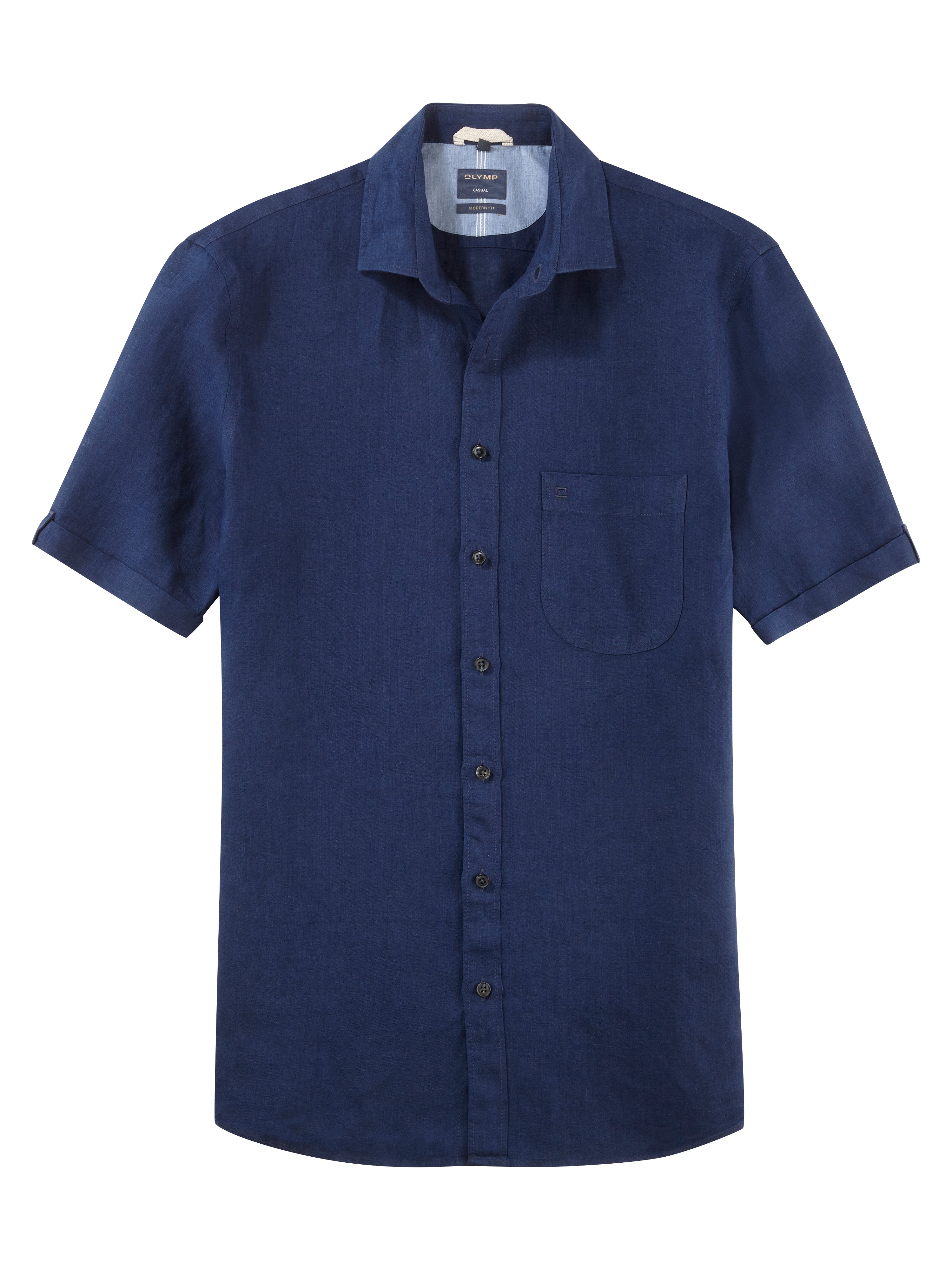 OLYMP Modern Fit pánská lněná košile s krátkým rukávem 4026 18 32 Modrá L