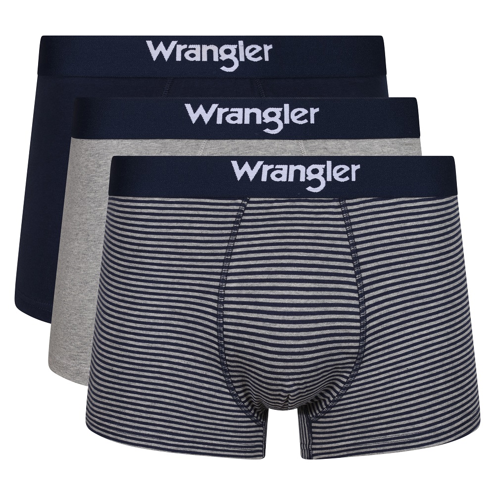 Wrangler pánské boxerky 3 kusy v dárkové krabičce 22107 Modrá S