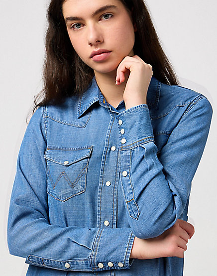 Wrangler dámská odlehčená džínová košile 112351915 Modrá XL