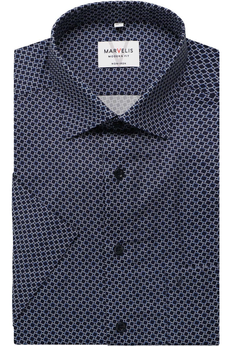 Marvelis Modern Fit pánská košile s krátkým rukávem 721252 18 Modrá 46