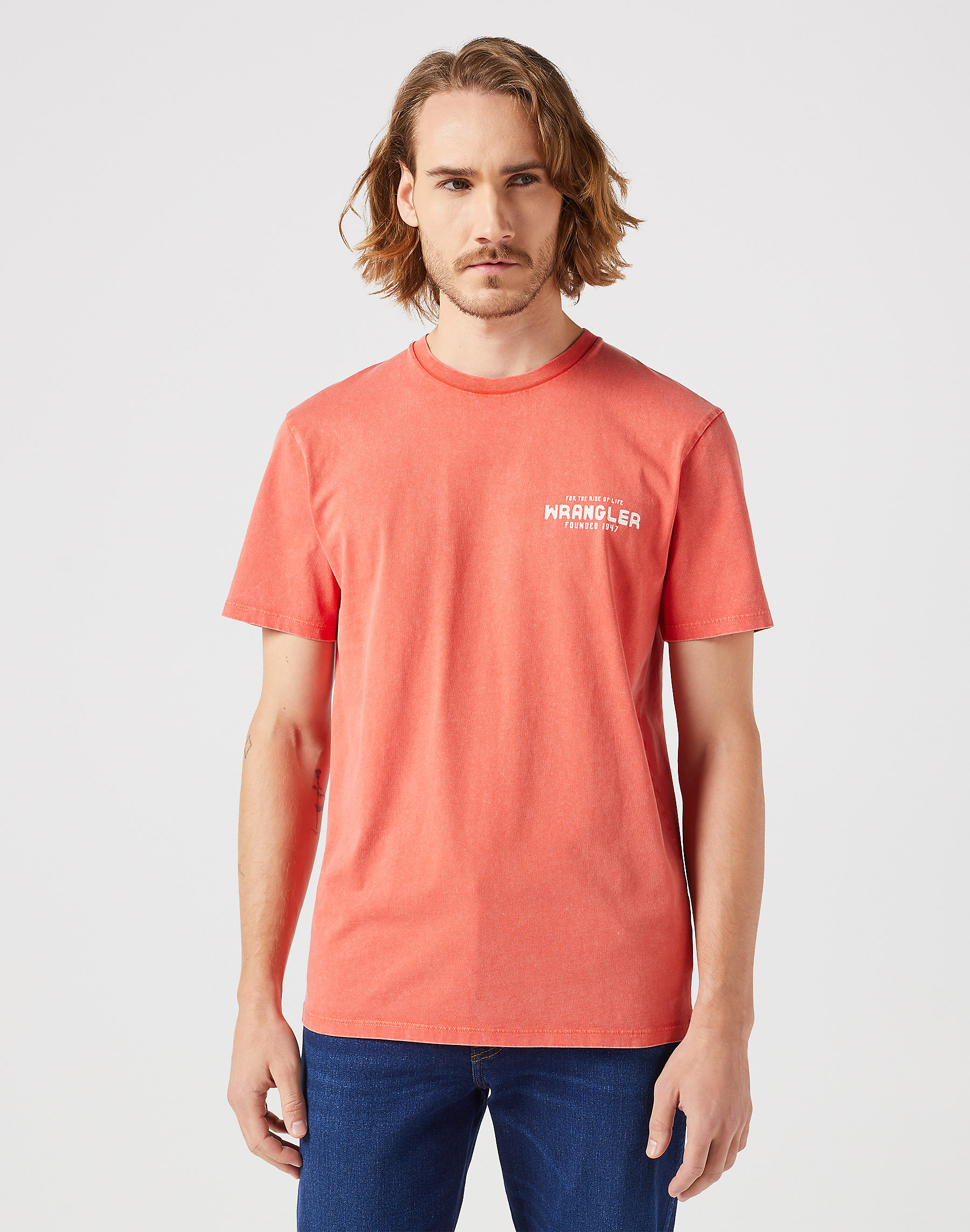 Wrangler pánské triko s krátkým rukávem 112351267 Červená XL